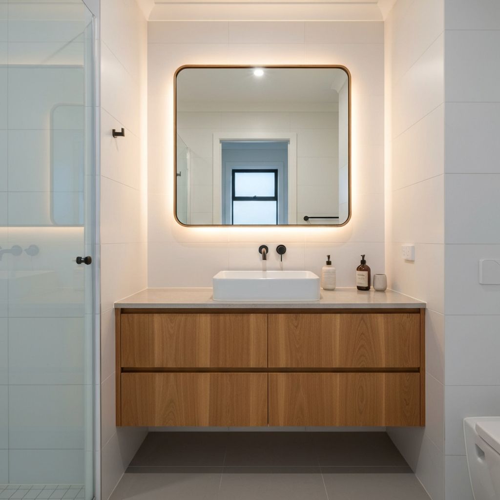 Custom bathroom vanity in Carey Gully with natural oak finish